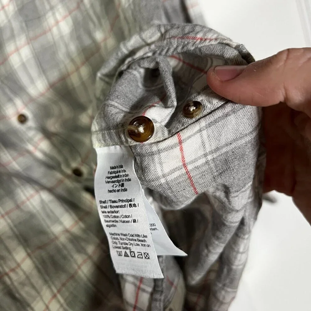 J. Crew Brushed Twill Button Down Shirt Slim Fit in Grey White Red Plaid Size M